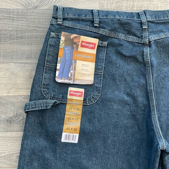 42x32 NWT Wrangler Carpenter Jeans Men’s Blue Dark Wash Relaxed 94LSWQW - Picture 12 of 14